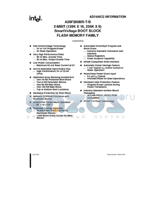 A28F200BR-TB datasheet - 2-MBIT (128K X 16, 256K X 8) SmartVoltage BOOT BLOCK FLASH MEMORY FAMILY