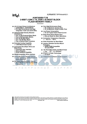 A28F200BX-T datasheet - 2-MBIT (128K x 16, 256K x 8) BOOT BLOCK FLASH MEMORY FAMILY