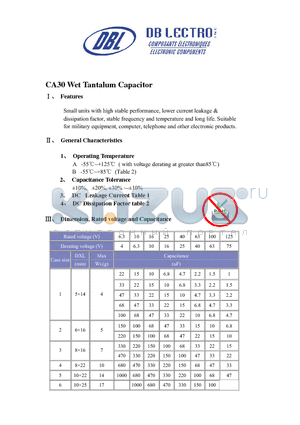 CA3068K0062 datasheet - Wet Tantalum Capacitor