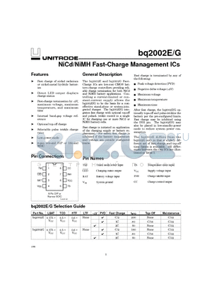 BQ2002EPN datasheet - NiCd/NiMH Fast-Charge Management ICs