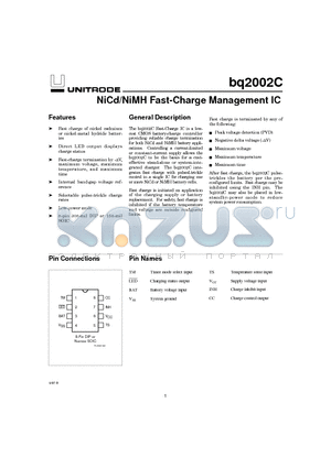 BQ2002CPN datasheet - NiCd/NiMH Fast-Charge Management IC
