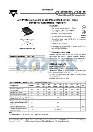 DFL1501S datasheet - Low Profile Miniature Glass Passivated Single-Phase Surface Mount Bridge Rectifiers