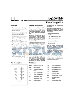BQ2004E datasheet - Fast-Charge ICs
