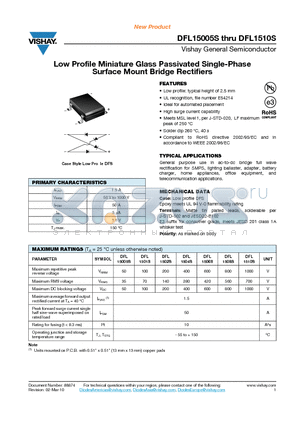 DFL15005S_10 datasheet - Low Profile Miniature Glass Passivated Single-Phase Surface Mount Bridge Rectifiers