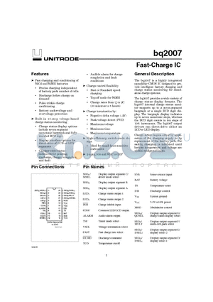 BQ2007PN-N datasheet - Fast-Charge IC
