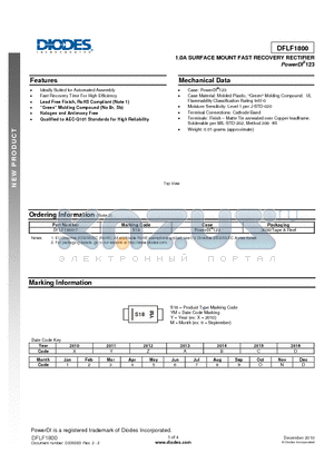 DFLF1800-7 datasheet - 1.0A SURFACE MOUNT FAST RECOVERY RECTIFIER