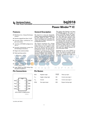 BQ2018 datasheet - Power Minder IC