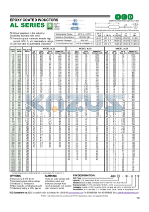 AL0555-100-KBW datasheet - EPOXY COATED INDUCTORS