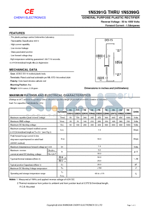 1N5391GTHRU1N5399G datasheet - GENERAL PURPOSE PLASTIC RECTIFIER