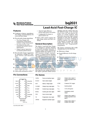 BQ2031PN datasheet - Lead-Acid Fast-Charge IC