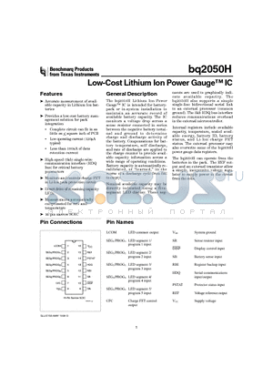 BQ2050HSN datasheet - Low-Cost Lithium Ion Power Gauge IC