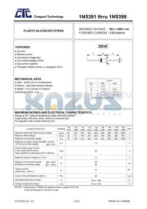 1N5391_1 datasheet - PLASTIC SILICON RECTIFIERS (DO-41)