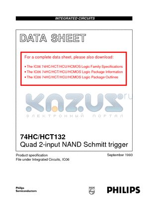 74HC132 datasheet - Quad 2-input NAND Schmitt trigger