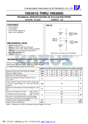 1N5392G datasheet - TECHNICAL SPECIFICATIONS OF SILICON RECTIFIER