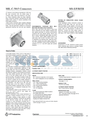 CA3101R20-27SYF80 datasheet - MIL-C-5015 Connectors