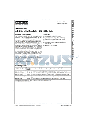 74HC164 datasheet - 8-Bit Serial-in/Parallel-out Shift Register