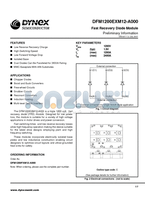 DFM1200EXM12-A000 datasheet - Fast Recovery Diode Module Preliminary Information