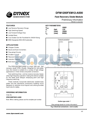 DFM1200FXM12-A000 datasheet - Fast Recovery Diode Module Preliminary Information