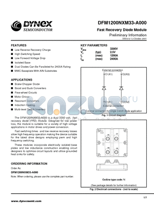 DFM1200NXM33-A000 datasheet - Fast Recovery Diode Module Preliminary Information