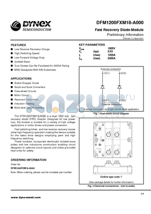 DFM1200FXM18-A000 datasheet - Fast Recovery Diode Module Preliminary Information