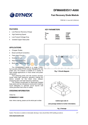 DFM600BXS17-A000 datasheet - Fast Recovery Diode Module