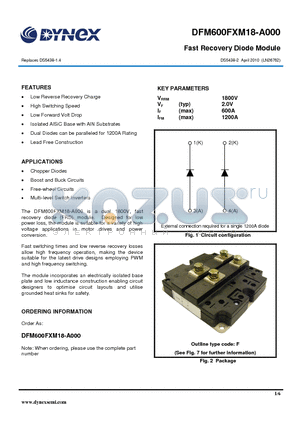 DFM600FXM18-A000 datasheet - Fast Recovery Diode Module