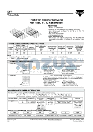 DFP141110R0GD05 datasheet - Thick Film Resistor Networks Flat Pack, 11, 12 Schematics
