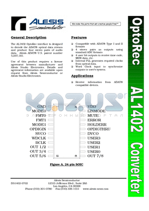 AL1402 datasheet - OPTOREC CONVERTER