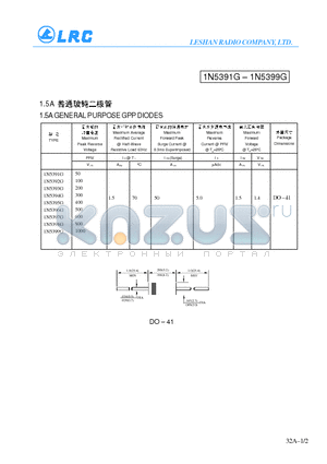 1N5394G datasheet - 1.5A GENERAL PURPOSE GPP DIODES