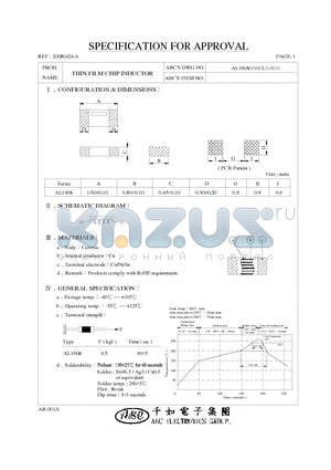 AL16081N8DL datasheet - THIN FILM CHIP INDUCTOR