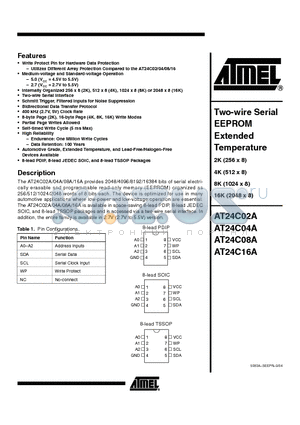 AT24C04A-10PQ-2.7 datasheet - Two-wire Serial EEPROM Extended Temperature