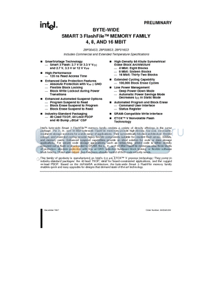 28F004S3 datasheet - BYTE-WIDE SMART 3 FlashFile MEMORY FAMILY 4, 8, AND 16 MBIT