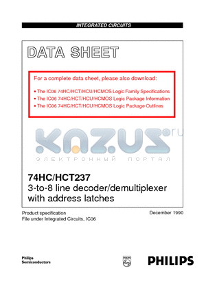 74HC237 datasheet - 3-to-8 line decoder/demultiplexer with address latches