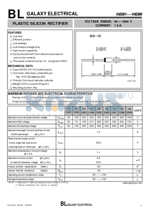 1N5395 datasheet - PLASTIC SILICON RECTIFIER