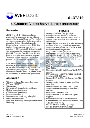 AL37219C-LF-PBF datasheet - 9 Channel Video Surveillance processor