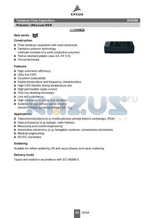B45296R0227M419 datasheet - Tantalum Chip Capacitors