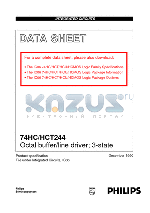 74HC244N datasheet - Octal buffer/line driver; 3-state