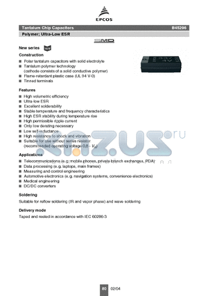 B45296R1337M519 datasheet - Tantalum Chip Capacitors