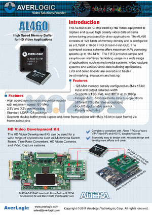 AL460A-7-EVB-A2 datasheet - High Speed Memory Buffer for HD Video Applications