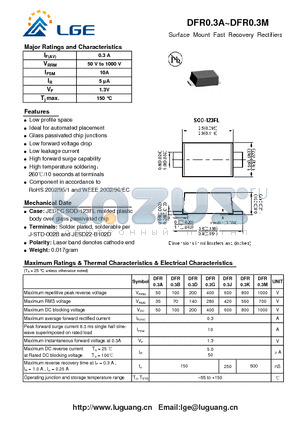 DFR0.3A datasheet - Surface Mount Fast Recovery Rectifiers