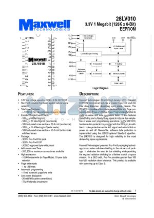 28LV010RPDB-25 datasheet - 3.3V 1 Megabit (128K x 8-Bit) EEPROM