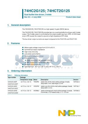 74HC2G125DC datasheet - Dual buffer/line driver; 3-state