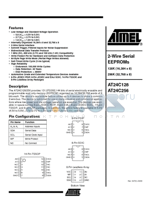 AT24C128-10PC datasheet - 2-Wire Serial EEPROMs