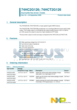 74HC2G126DP datasheet - Dual buffer/line driver; 3-state