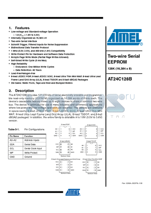 AT24C128B-PU datasheet - Two-wire Serial EEPROM