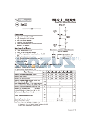 1N5397S datasheet - 1.5 AMPS. Silicon Rectifiers