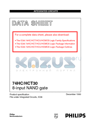 74HC30D datasheet - 8-input NAND gate