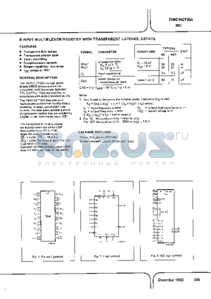 74HC354 datasheet - 8-INPUT MULTIPLEXER / RESISTER WITH TRANSPARENT LATCHES 3-STATE