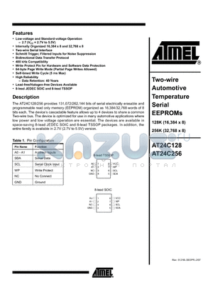 AT24C128_07 datasheet - Two-wire Automotive Temperature Serial EEPROMs