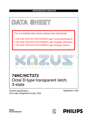 74HC373D datasheet - Octal D-type transparent latch; 3-state